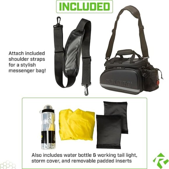 NWT! Revere Waterproof Rigid-Shell Bike Bag w/Side Panniers and Shoulder Strap - Picture 4 of 16